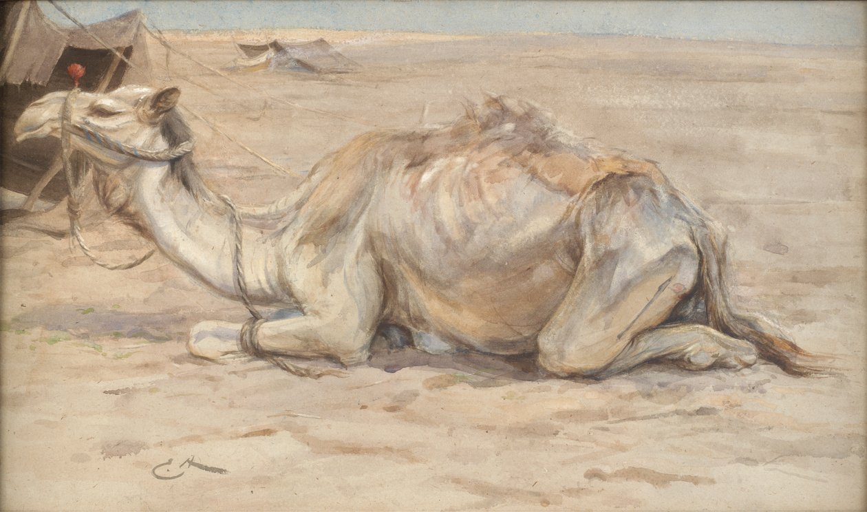 Kameel bij het Kamp van de Kunstenaar met Bedoeïenen door Edwin John Alexander