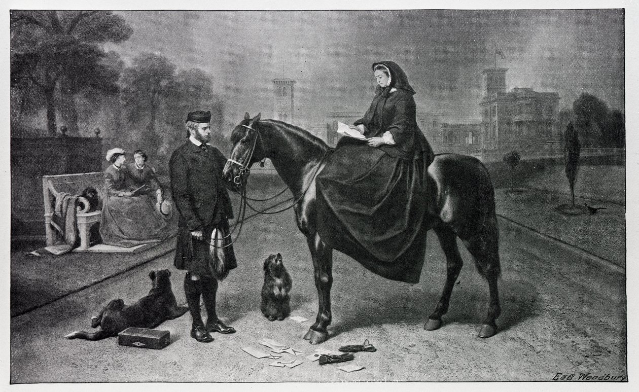Koningin Victoria in Osborne, naar het schilderij van 1865 door Edwin Landseer