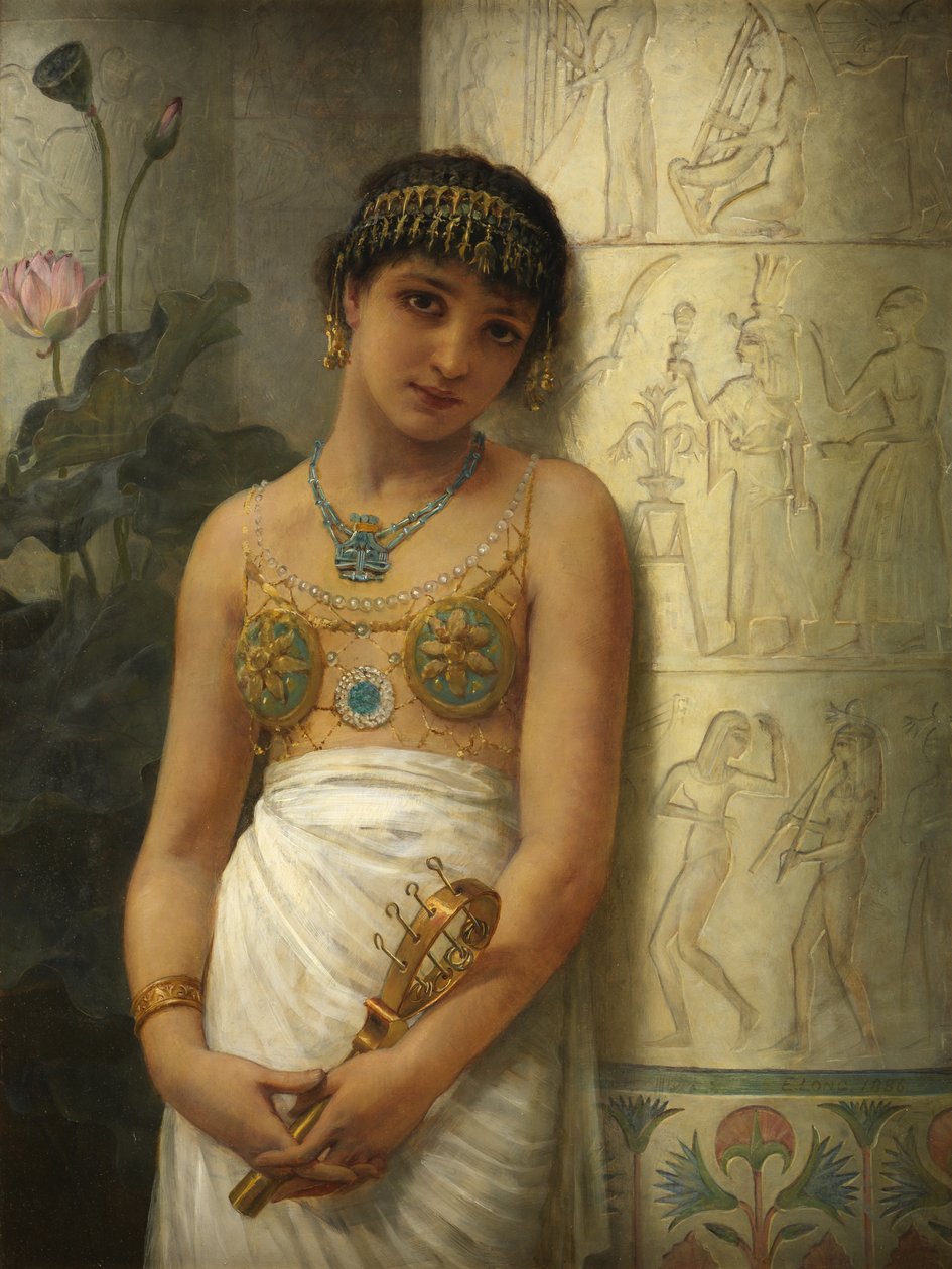Een Egyptisch meisje met een sistrum, 1886 door Edwin Longsden Long