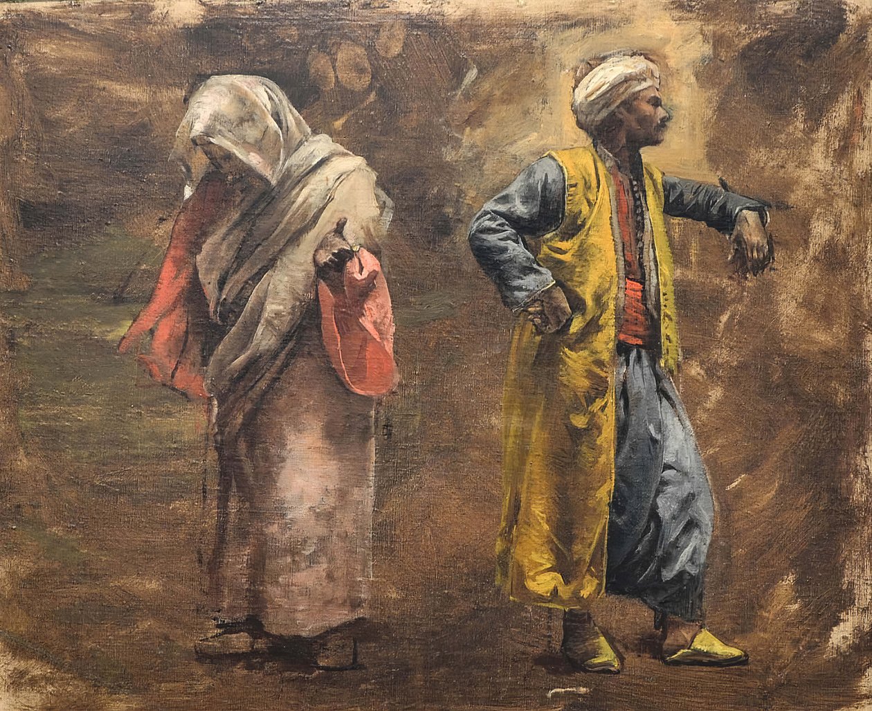 Studie van twee figuren, ca. 1878 door Edwin Lord Weeks