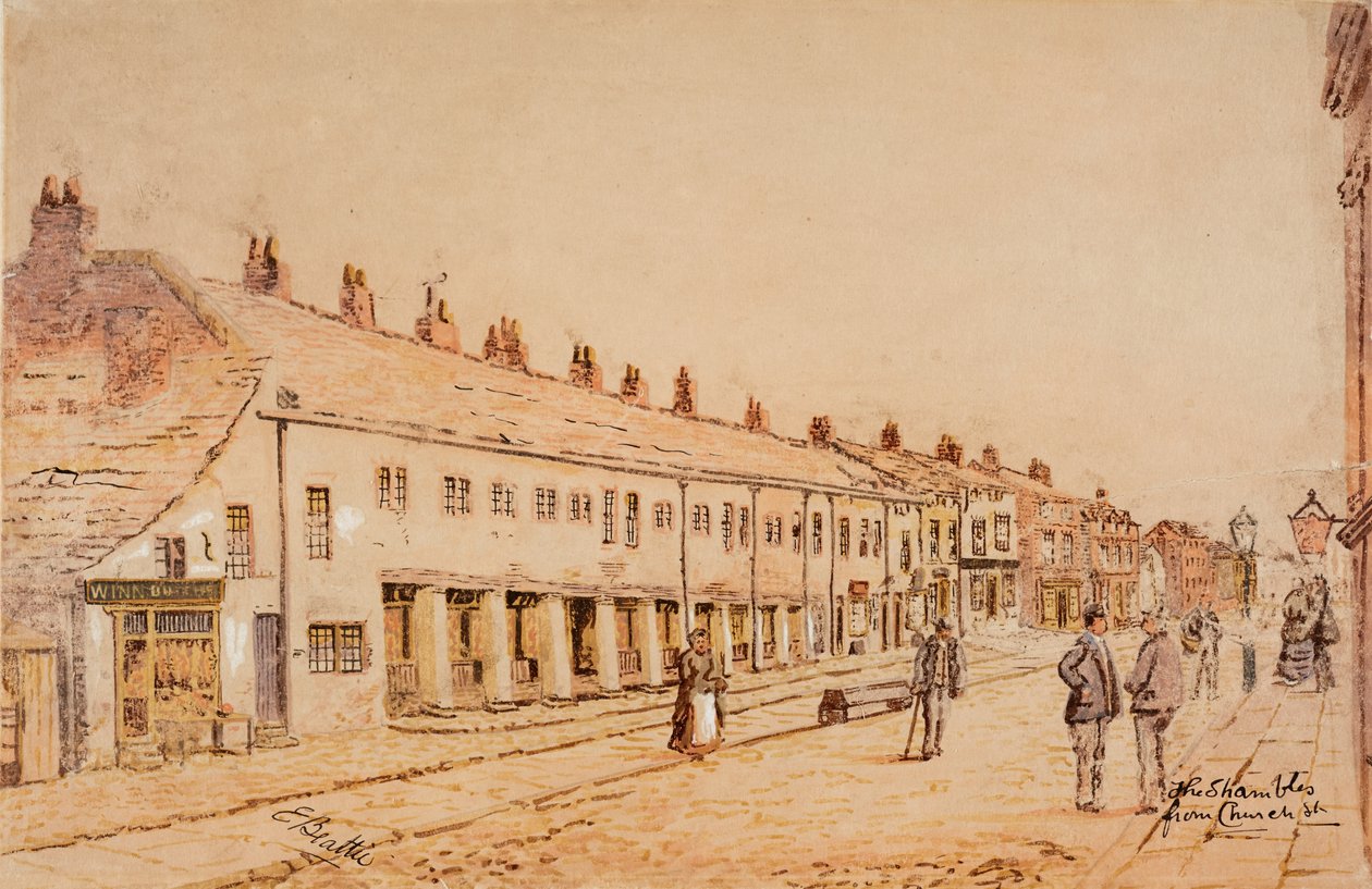 The Shambles, vanaf Church Street, ca. 1891-1917 (aquarel) door Edwin Robert Beattie