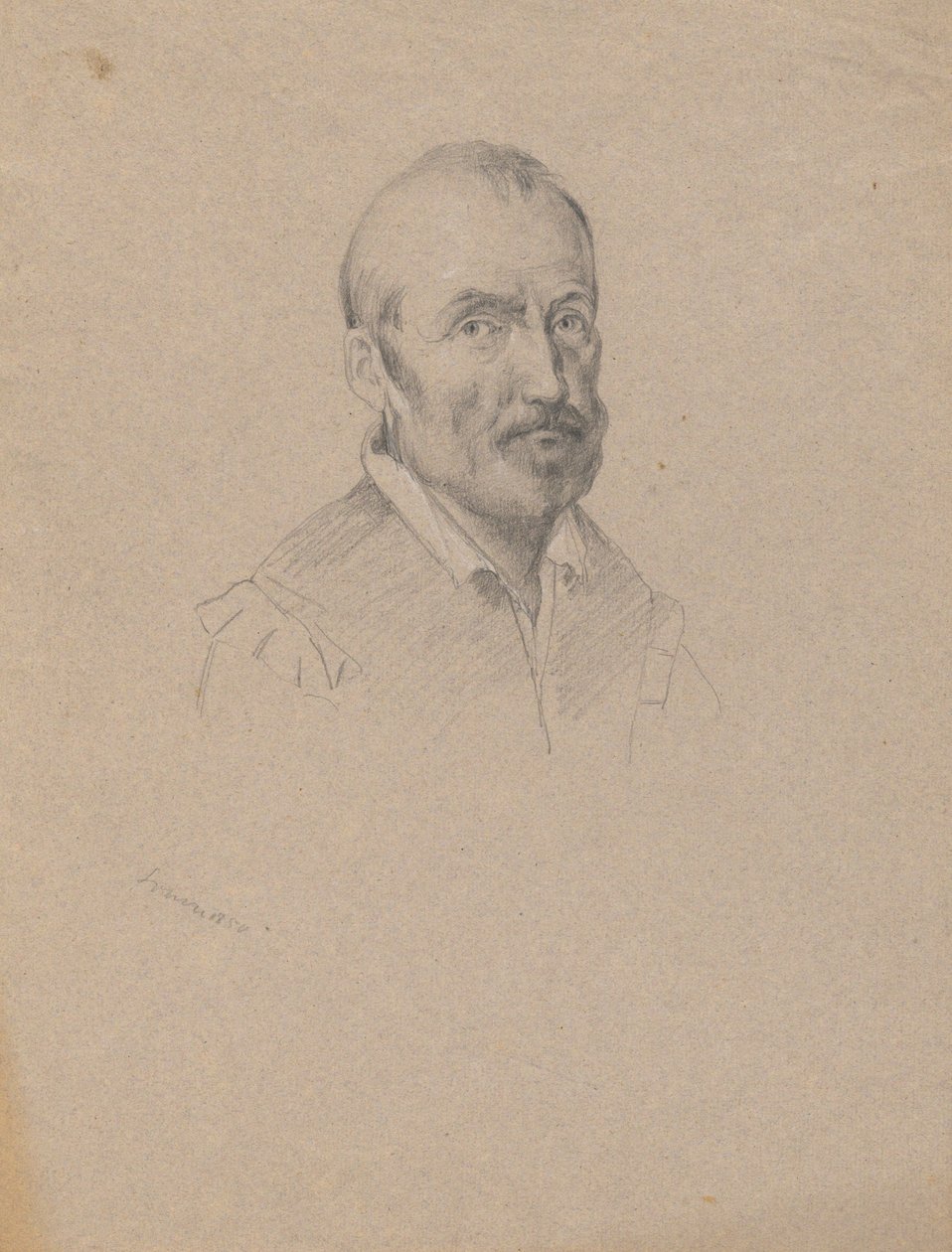 Portret van een man, schets voor Ondertekening van het verdrag in de hut van de Mayflower door Edwin White