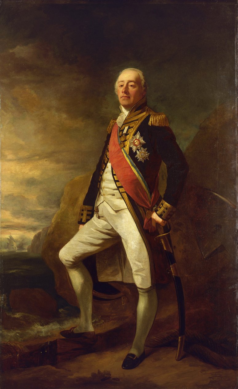 Portret van viceadmiraal James Saumarez, eerste baron van Saumarez, bekend om zijn overwinning bij de Slag bij Algeciras in 1801 door Edwin Williams