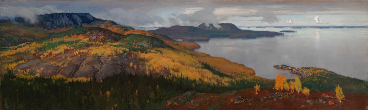 Herfstlandschap bij het Pielisjärvi-meer door Eero Järnefelt
