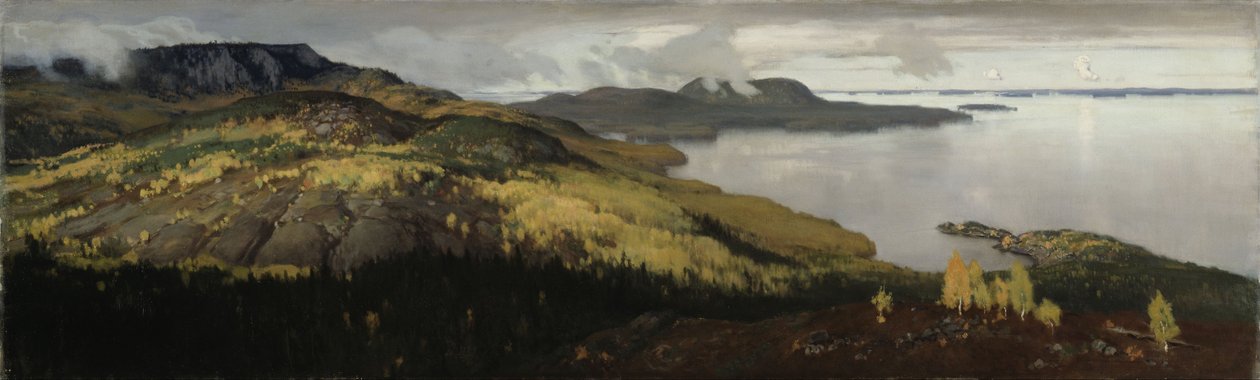 Herfstlandschap bij het Pielisjärvi-meer door Eero Järnefelt