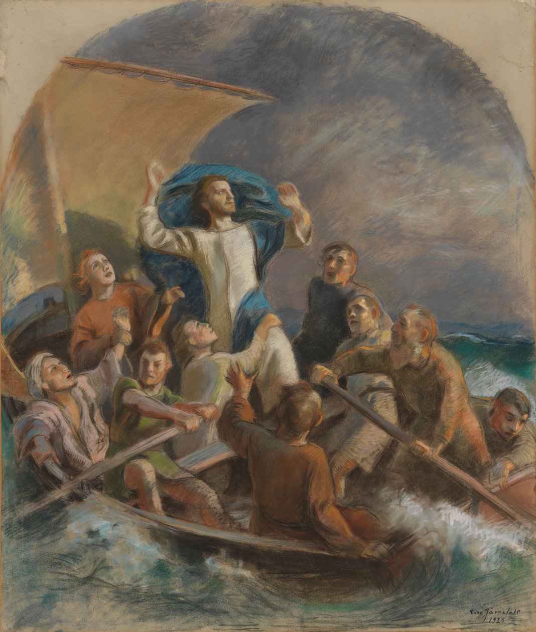 Christus bedaart de storm, studie voor het altaarstuk in de kerk van Raahe door Eero Järnefelt