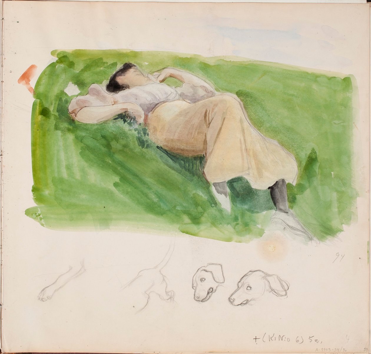 Skizze für Saimi auf der Wiese, Seite aus Järnefelts Skizzenbuch door Eero Järnefelt