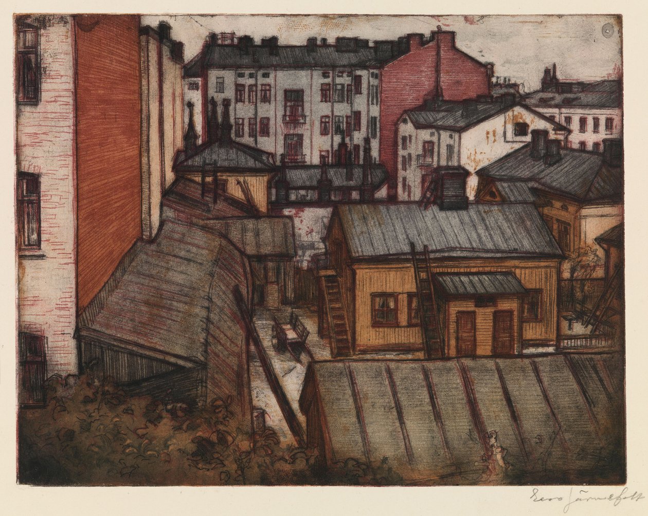 Uitzicht vanuit het huis van de kunstenaar aan de Bernhardinkatu door Eero Järnefelt