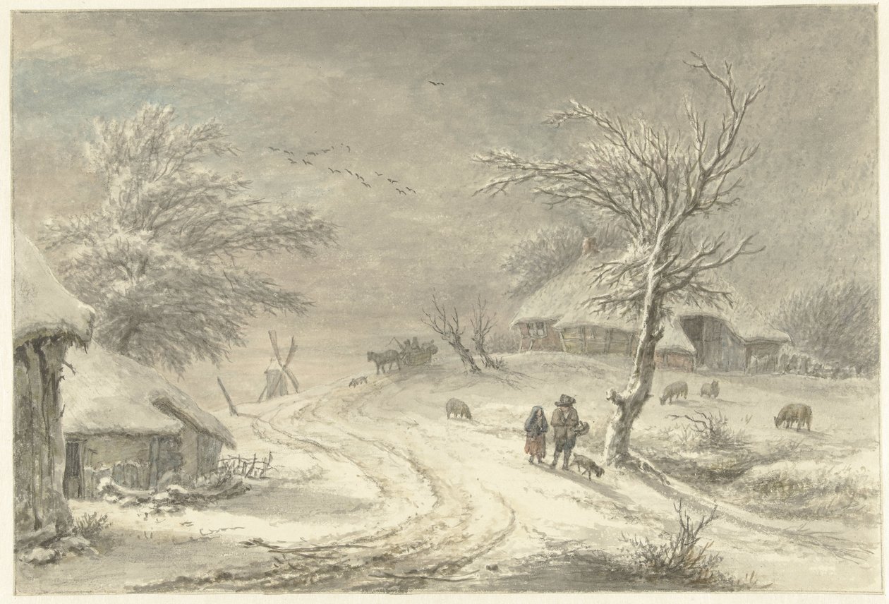 Wintergezicht te Exloo, Drenthe door Egbert van Drielst
