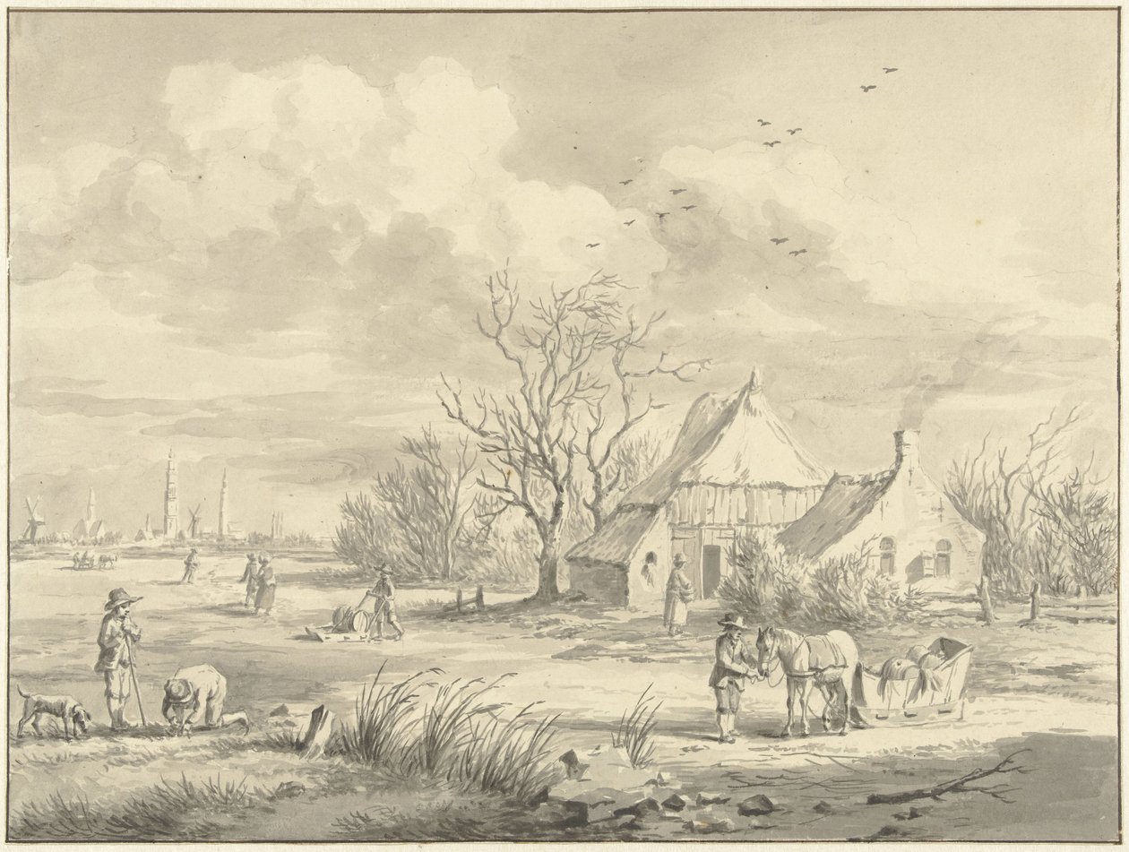 Het Porenhuis met in de verte de stad Groningen door Egbert van Marum