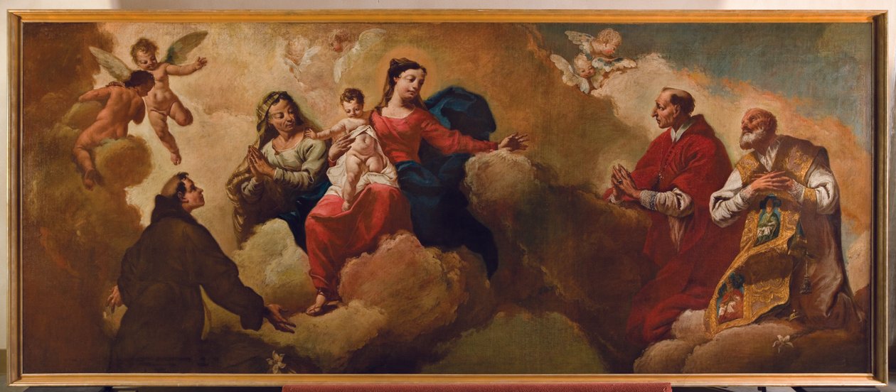 Madonna en Kind met St. Anna die verschijnt aan Sts. Anthony en Charles Borromeo, 1748 door Egidio dall
