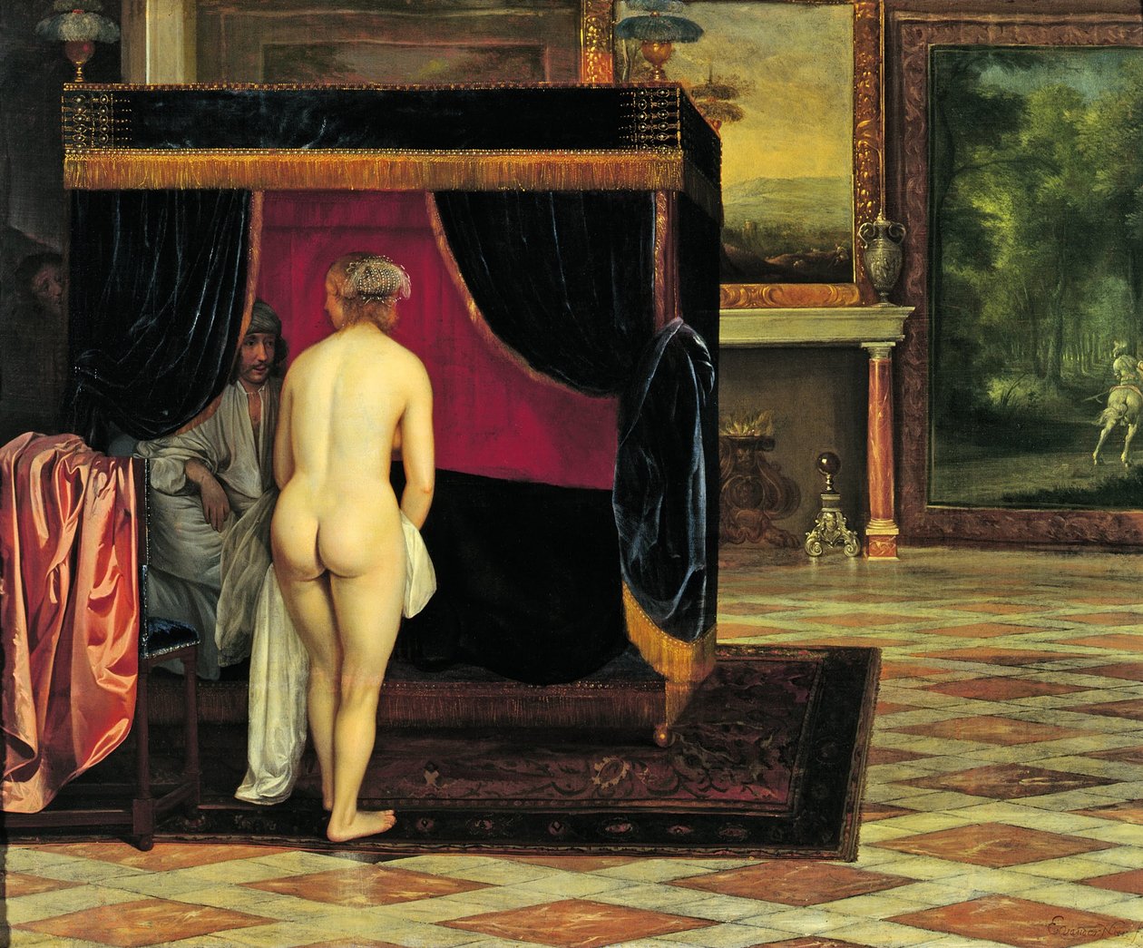 De vrouw van Kandaules ontdekt de verstopte Gyges door Eglon van der Neer