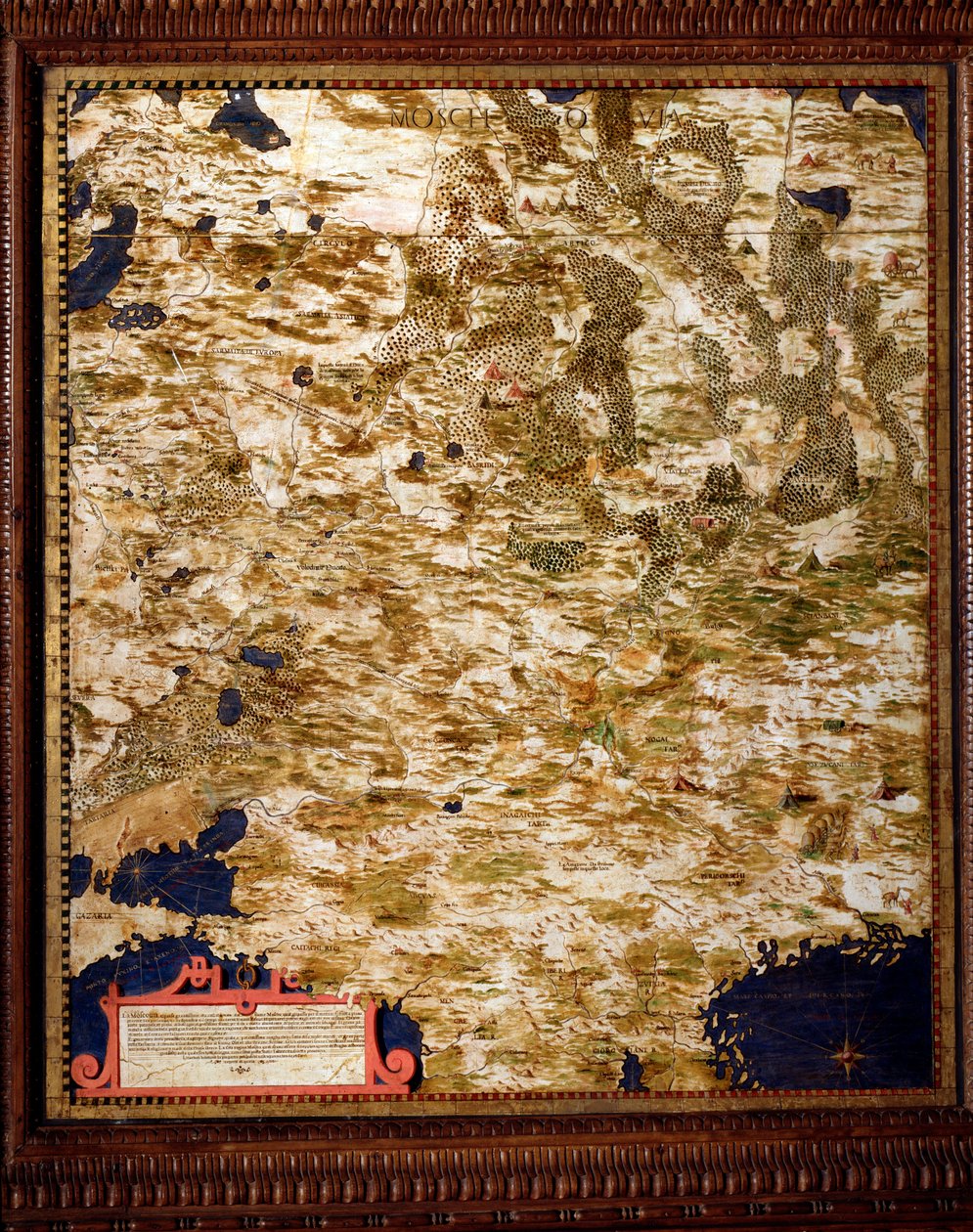 Regio Moskou Kaart door Egnazio Danti (1536-1586) wiskundige, kosmograaf en Italiaanse architect. Rond 1567. Florence, Palazzo Vecchio, Sala del Mappamondo door Egnazio Danti