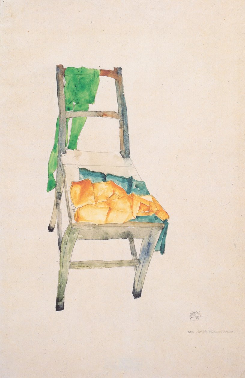 Twee van mijn zakdoeken - 21-4-1912 door Egon Schiele
