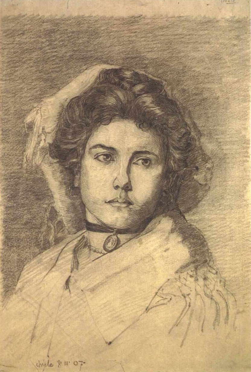 Portret van een dame met halsband en medaillon door Egon Schiele