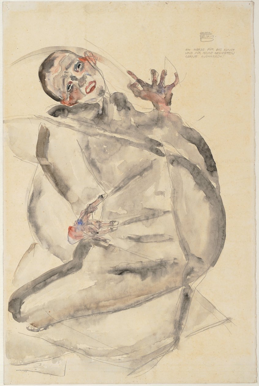 Ik zal graag volharden voor de kunst en mijn geliefden door Egon Schiele