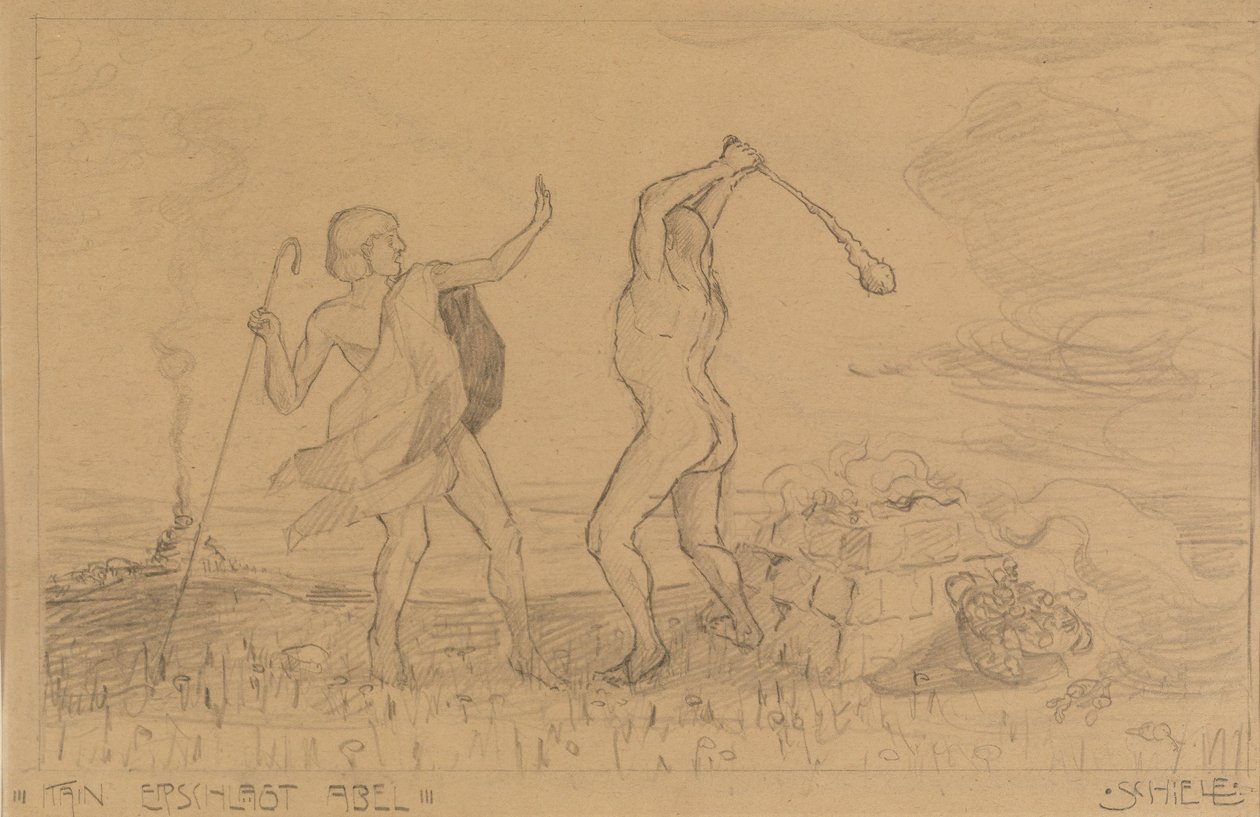 Kaïn doodt Abel door Egon Schiele
