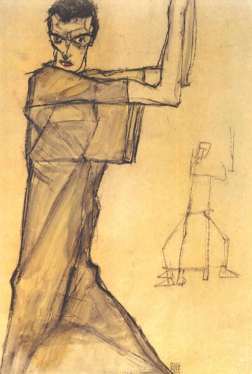 Zelfportret met Opgeheven Armen door Egon Schiele