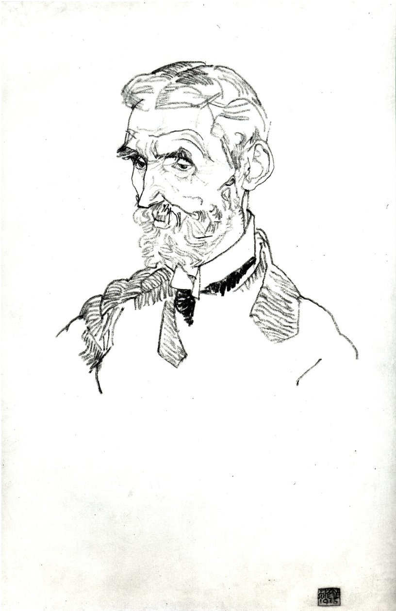 Een portret van de schoonvader van de kunstenaar, Johann Harms, 1915 door Egon Schiele