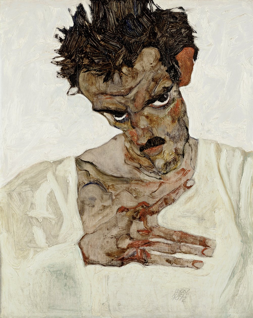 Zelfportret met gebogen hoofd door Egon Schiele