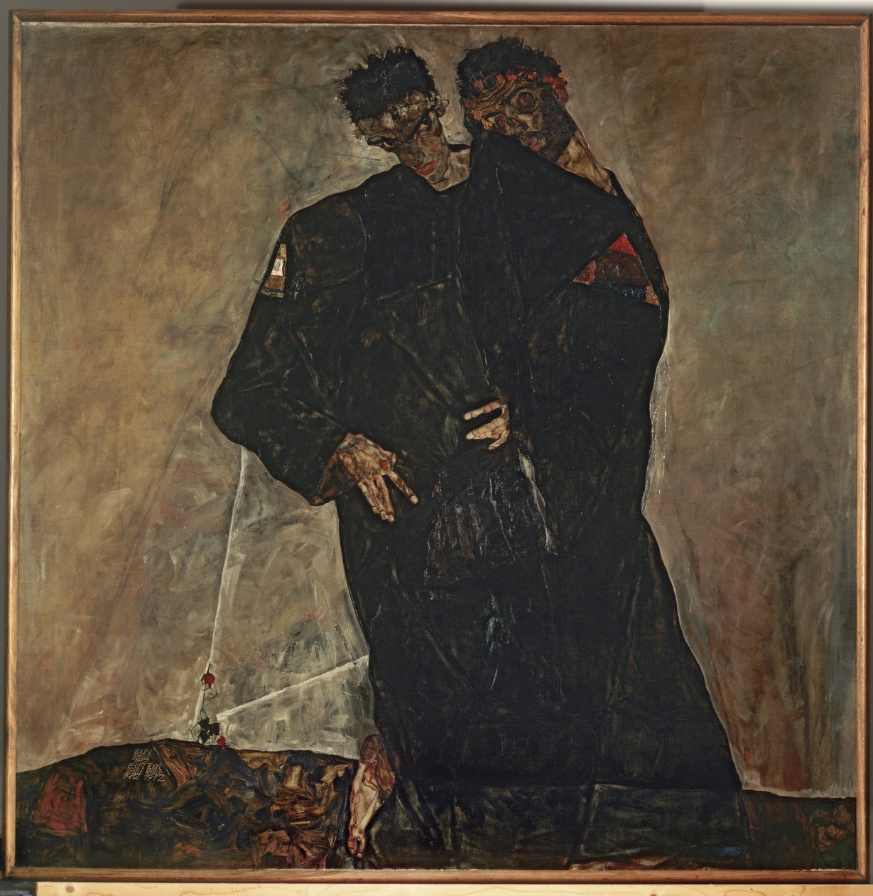 Die Eremiten (olieverf op doek) door Egon Schiele