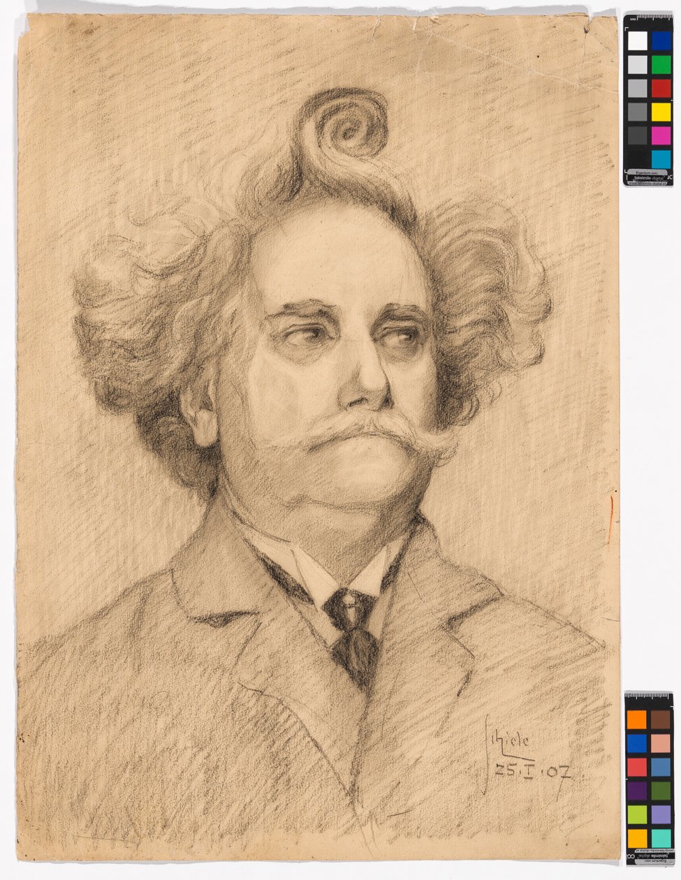 Portret van een heer met een kuif door Egon Schiele