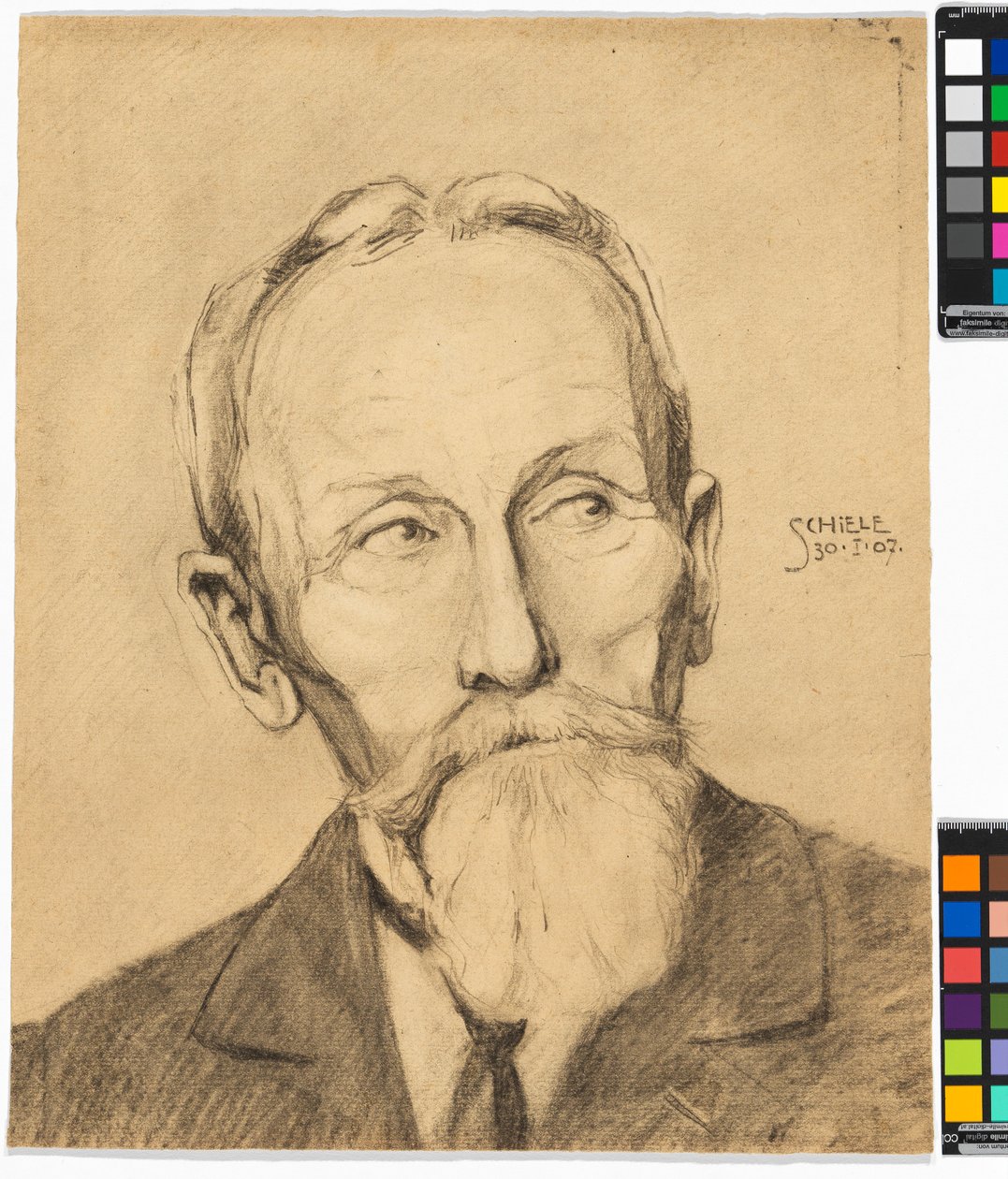 Portret van een man met een volle baard door Egon Schiele