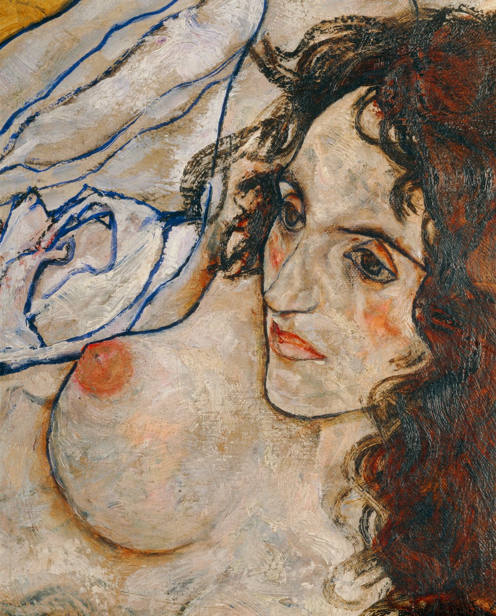 Liegende Frau (olieverf op doek) door Egon Schiele