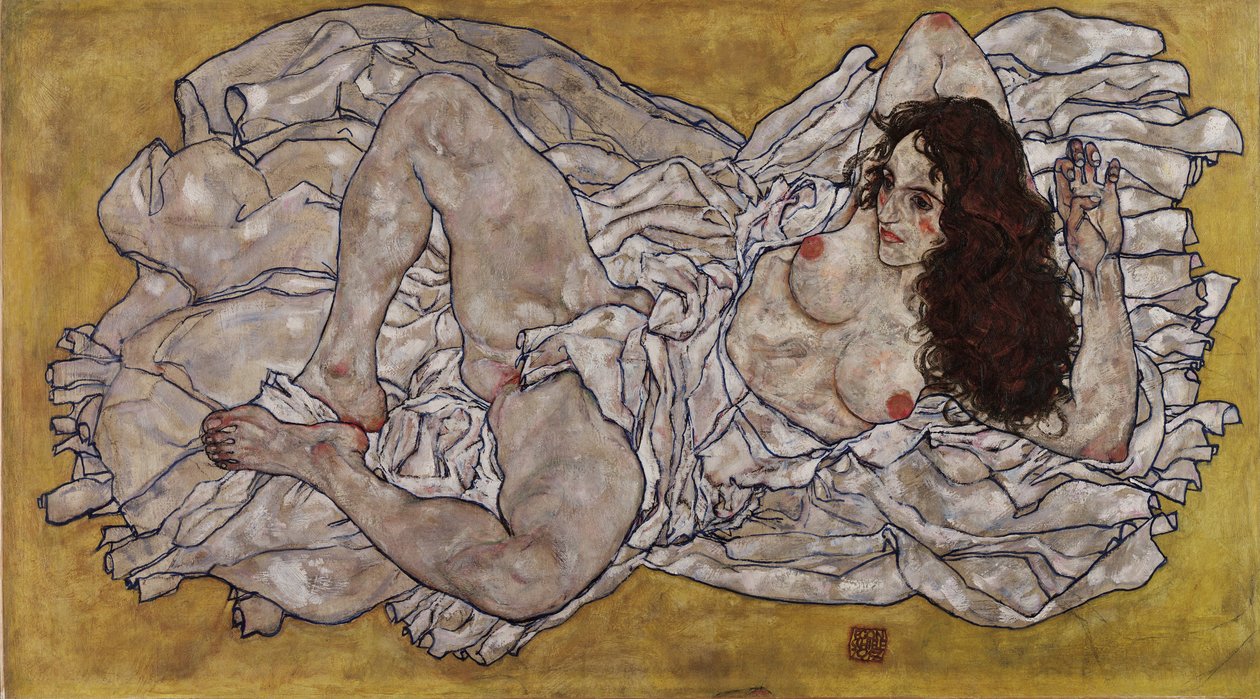 "Liggende vrouw" door Egon Schiele