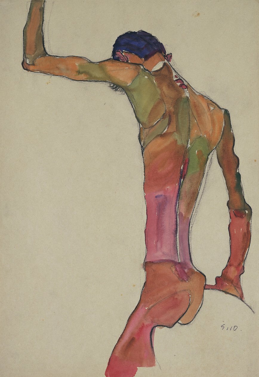 Mannelijke Naakt met Opgeheven Arm door Egon Schiele