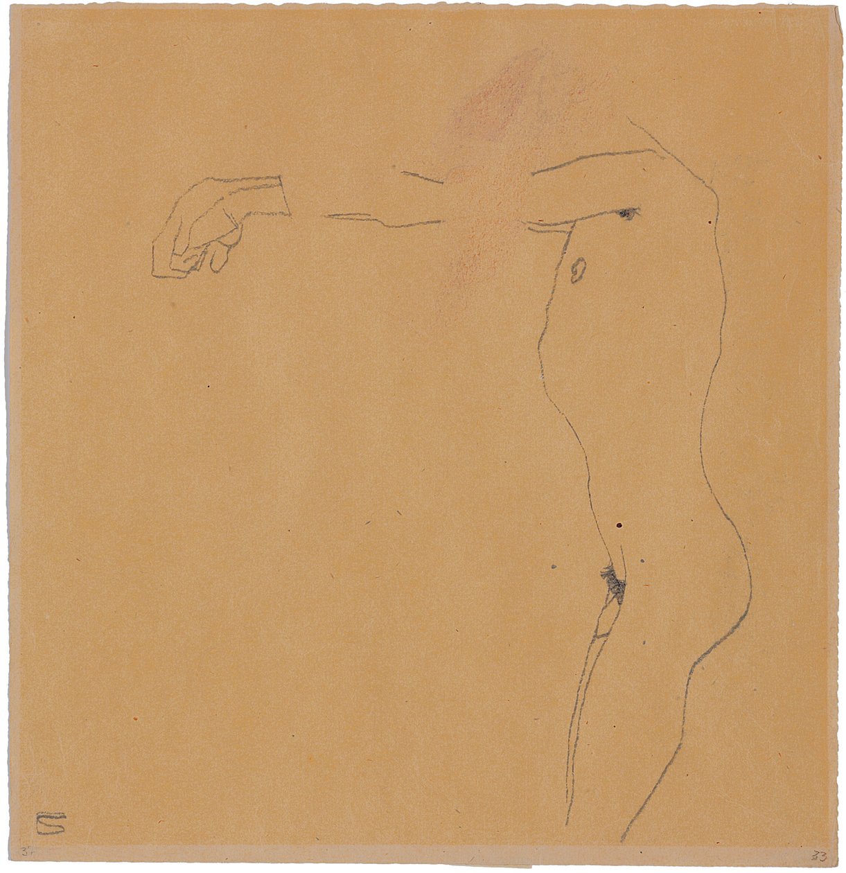 Mannelijke Naakt met Opgeheven Armen naar Links, 1909 door Egon Schiele