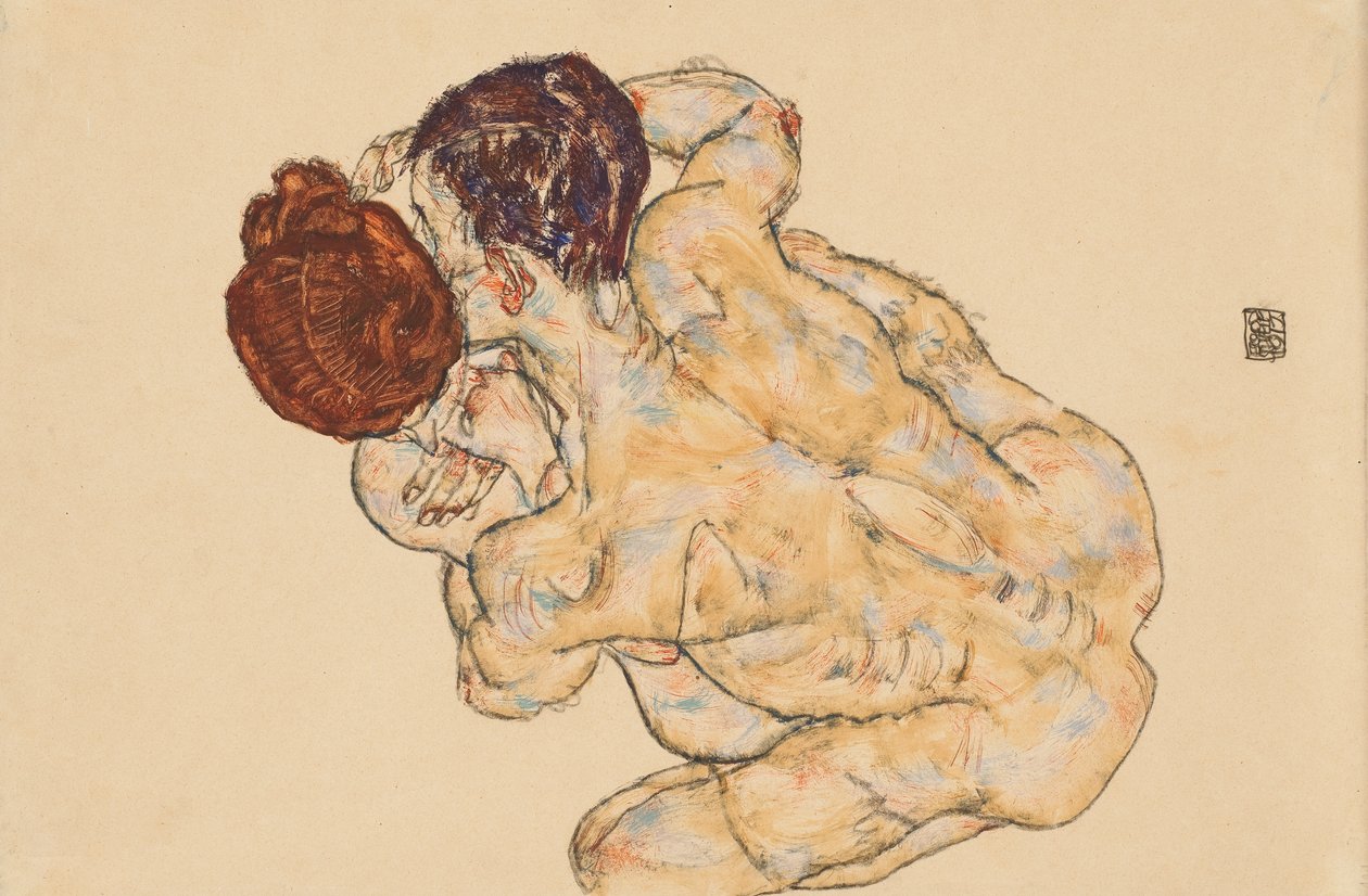 Man en Vrouw door Egon Schiele