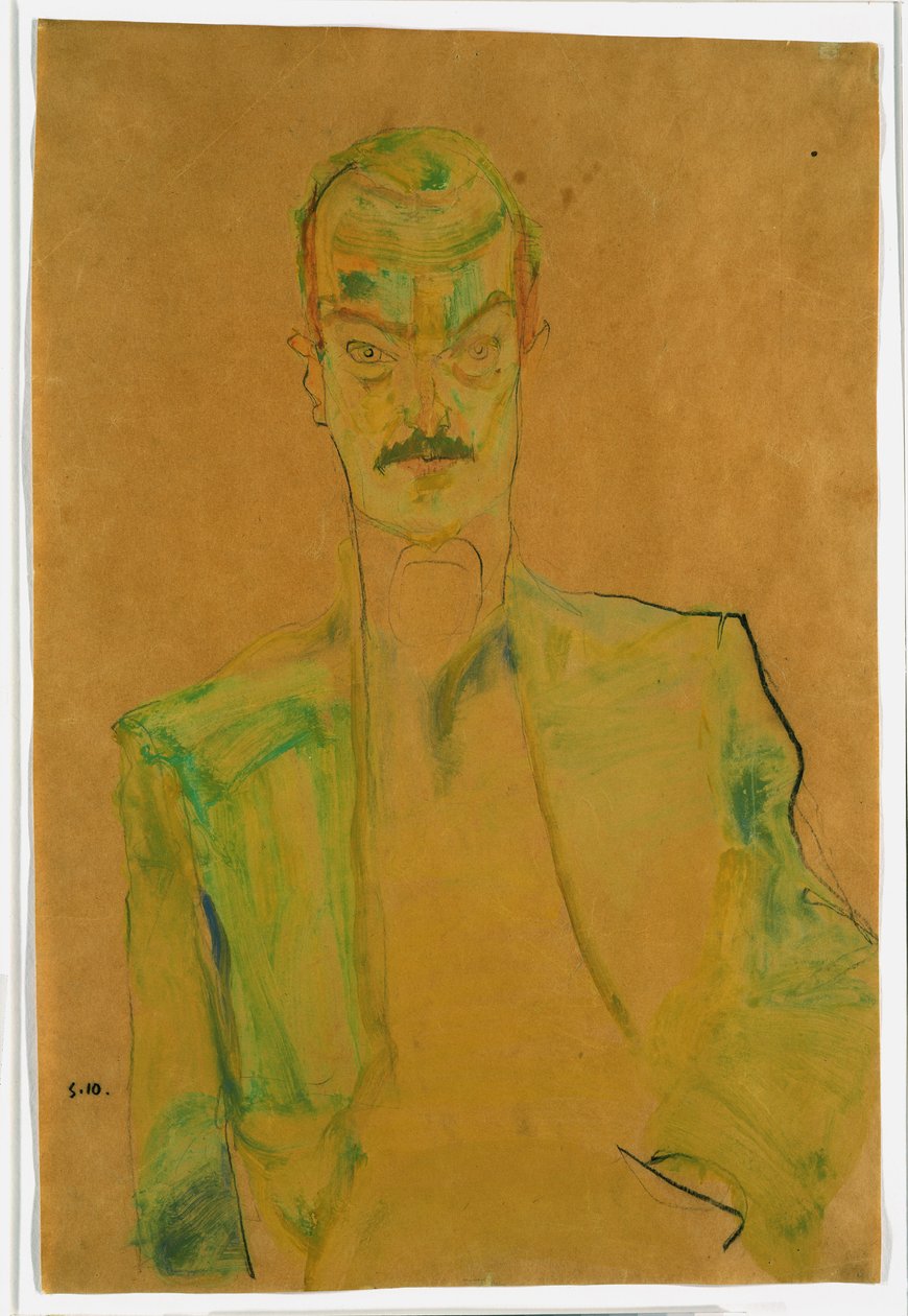 Naakt op gekleurde stof, 1911 door Egon Schiele