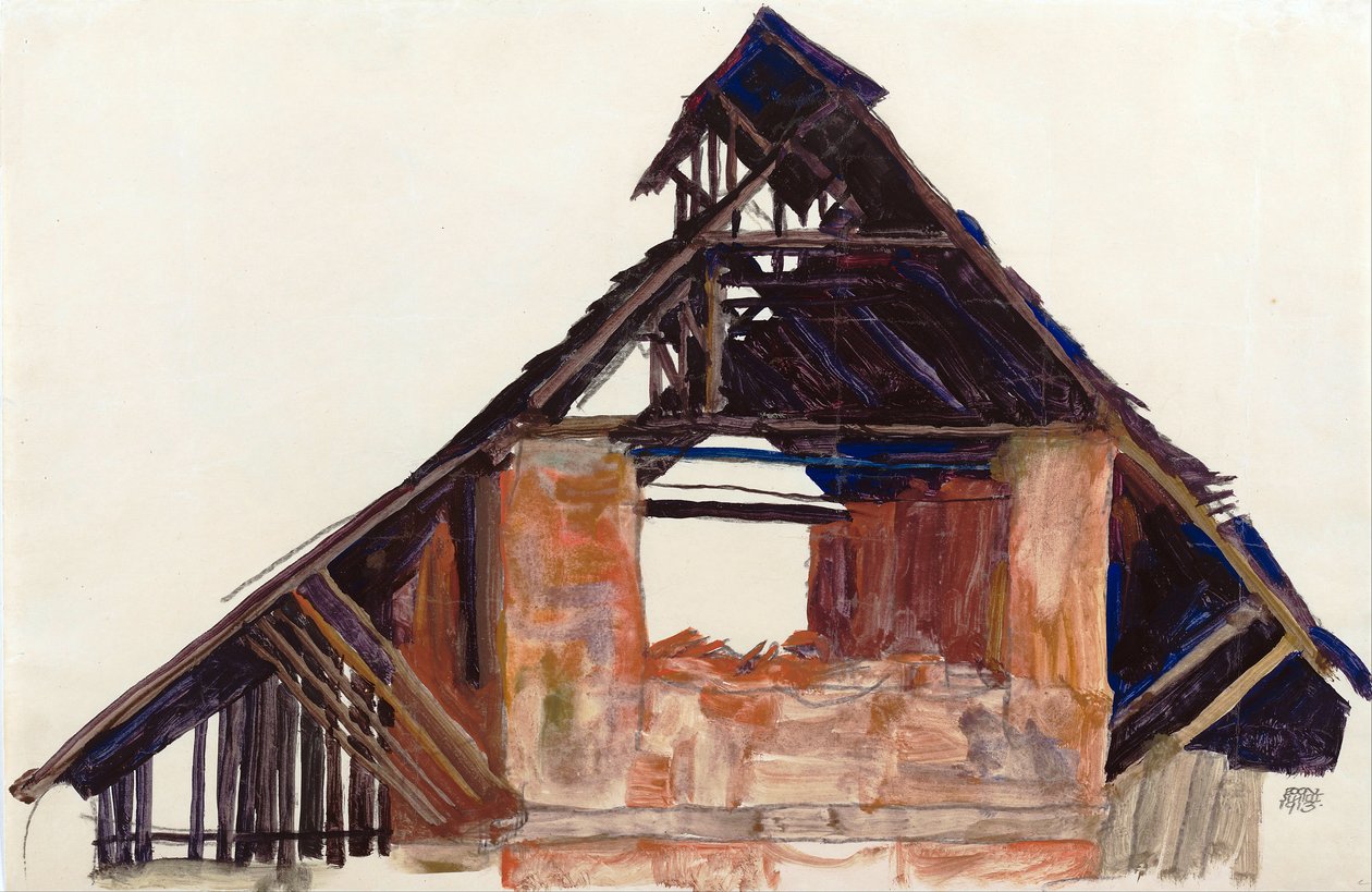 Oude gevel door Egon Schiele