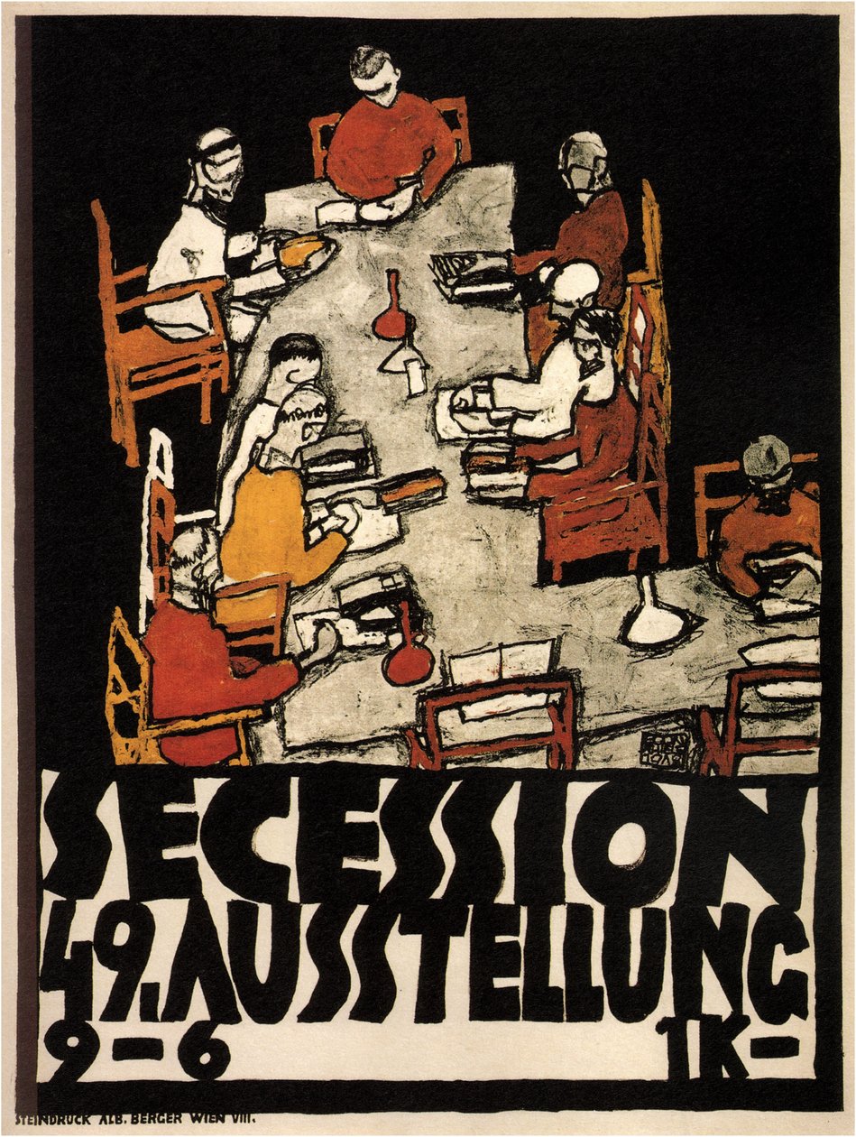 Poster voor de 49e tentoonstelling van de Weense Secession, 1918 door Egon Schiele