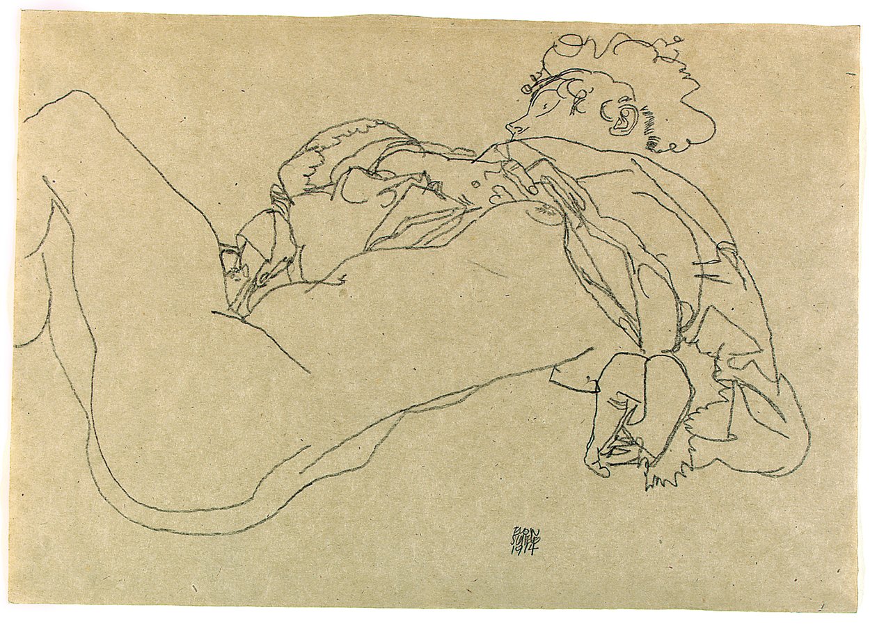 Liggende Vrouwelijke Naakt, 1914 door Egon Schiele