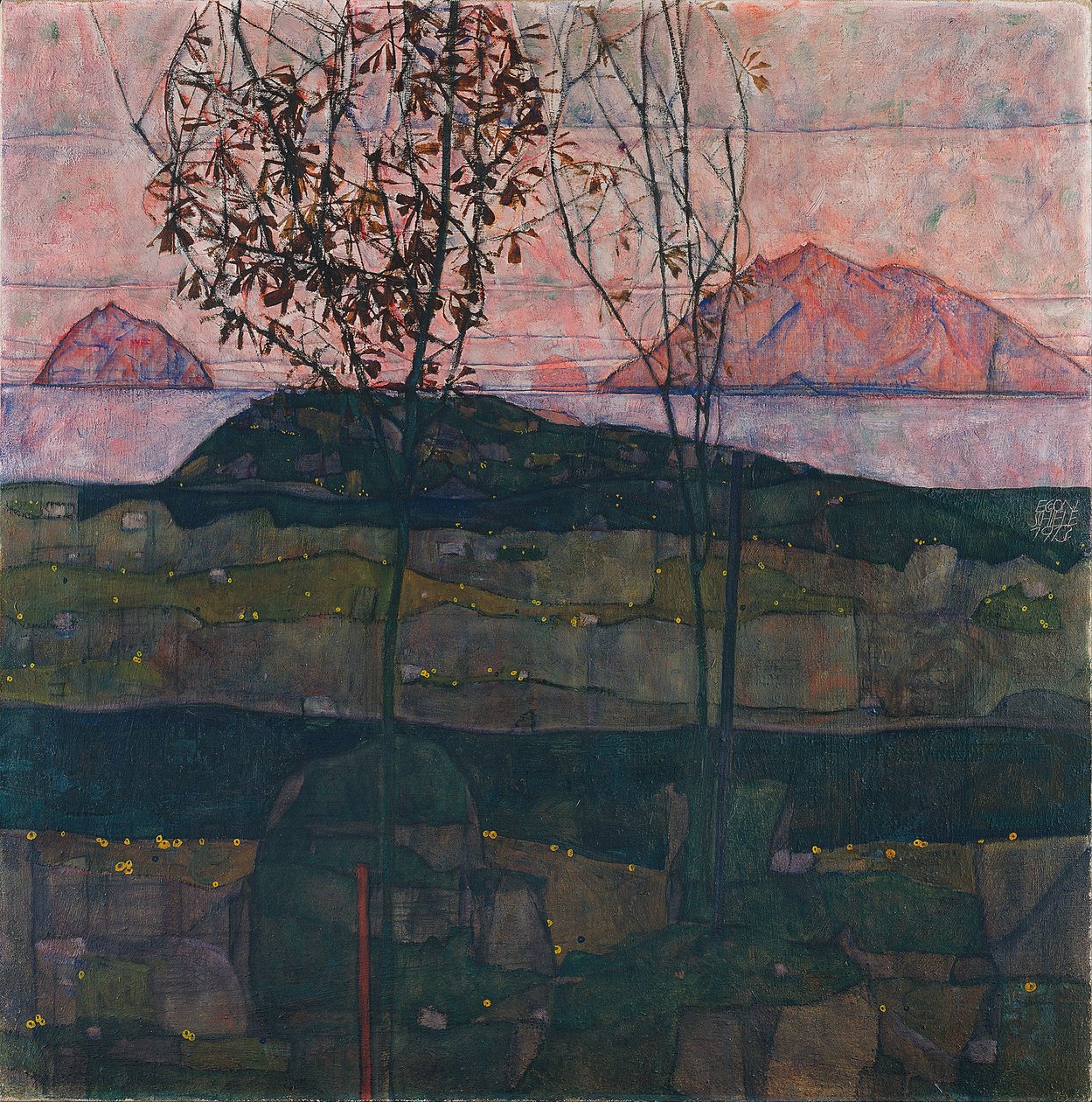 Ondergaande zon door Egon Schiele