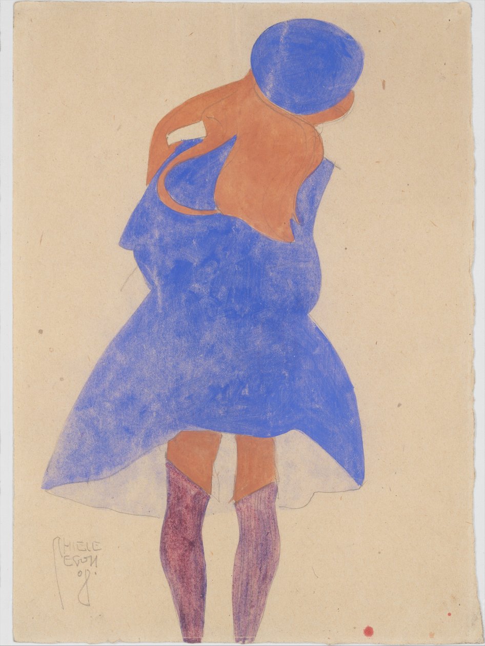 Staand meisje, rugaanzicht door Egon Schiele