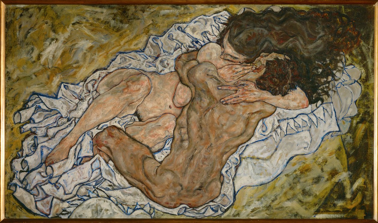 Umarmung (olieverf op doek) door Egon Schiele