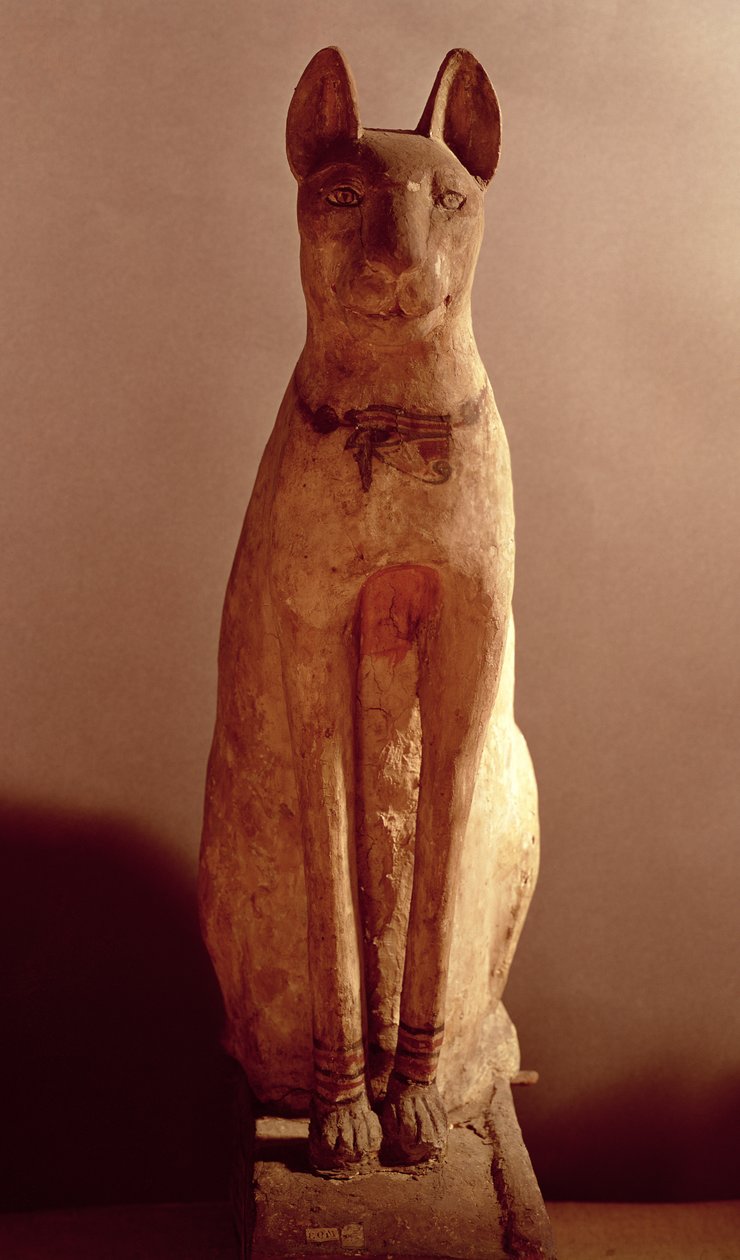 Doodskist van een kat beschermd door de godin Bastet door Egyptian