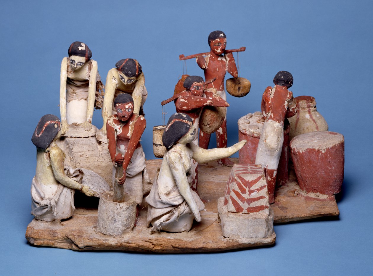Model van dienaren die brood maken en brouwen, Middenrijk door Egyptian 12th Dynasty