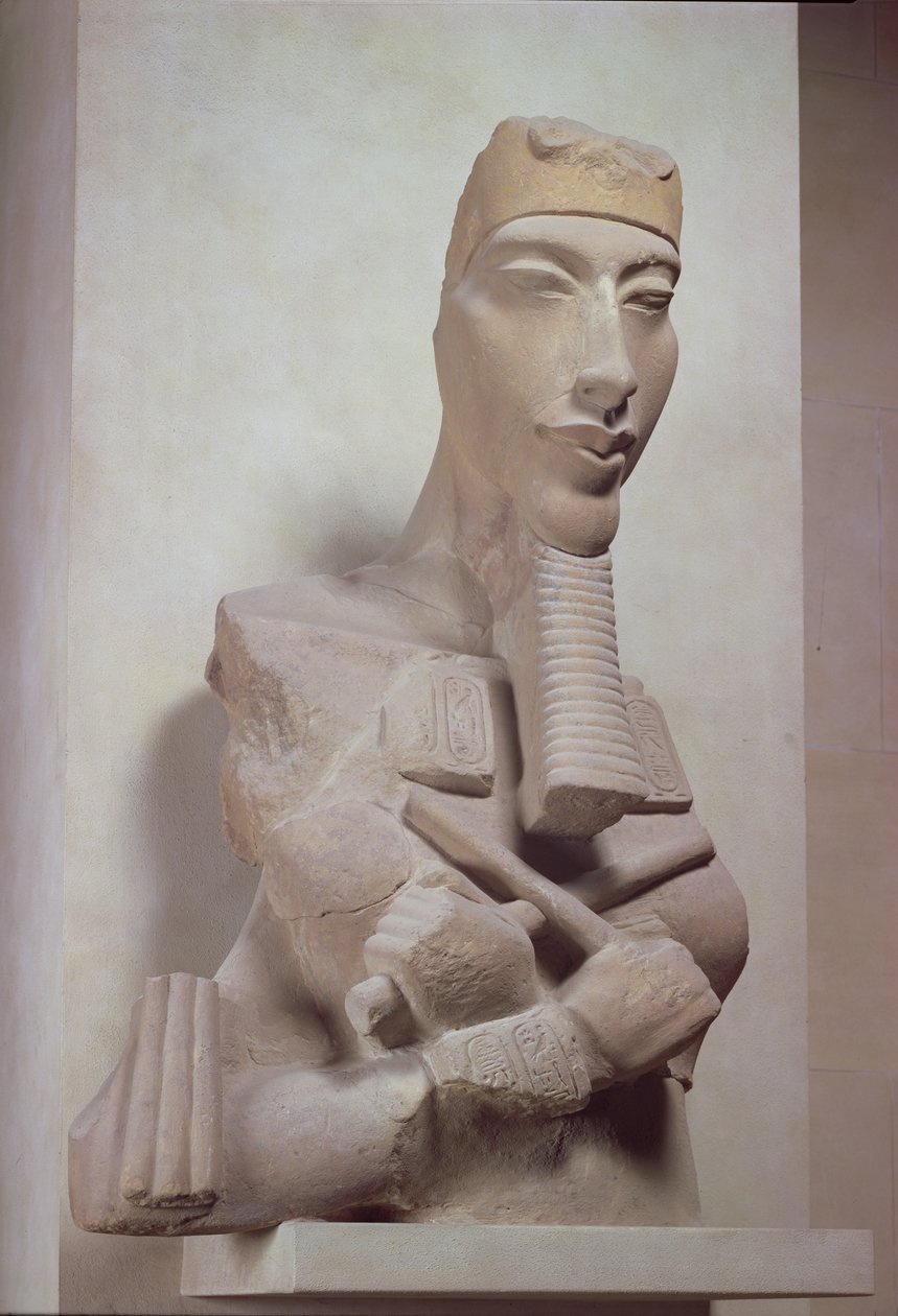 Osirid zuil van Akhenaten uit de zonnetempel van Amenophis IV in Karnak door Egyptian 18th Dynasty