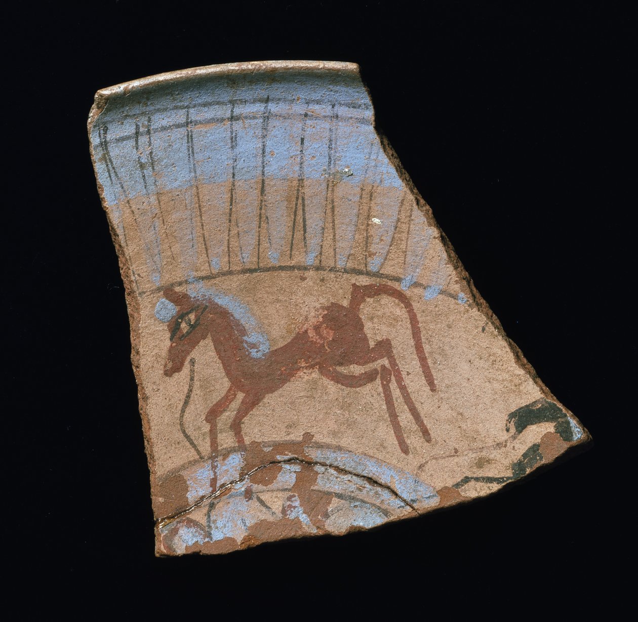 Scherf beschilderd met een galopperend paard, uit Tell el-Amarna door Egyptian 18th Dynasty