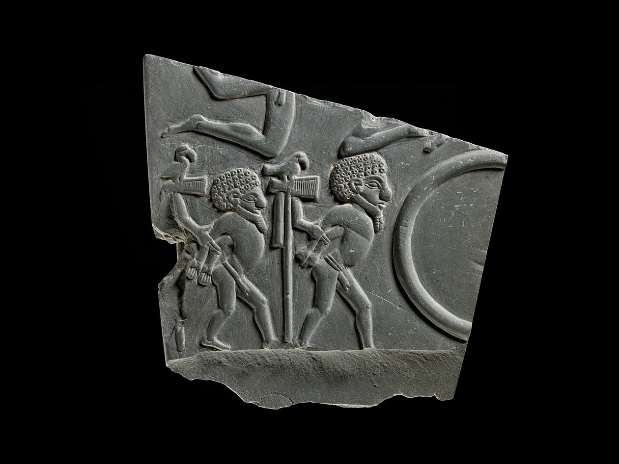 Fragment van slagveldpalet door Egyptian 1st Dynasty