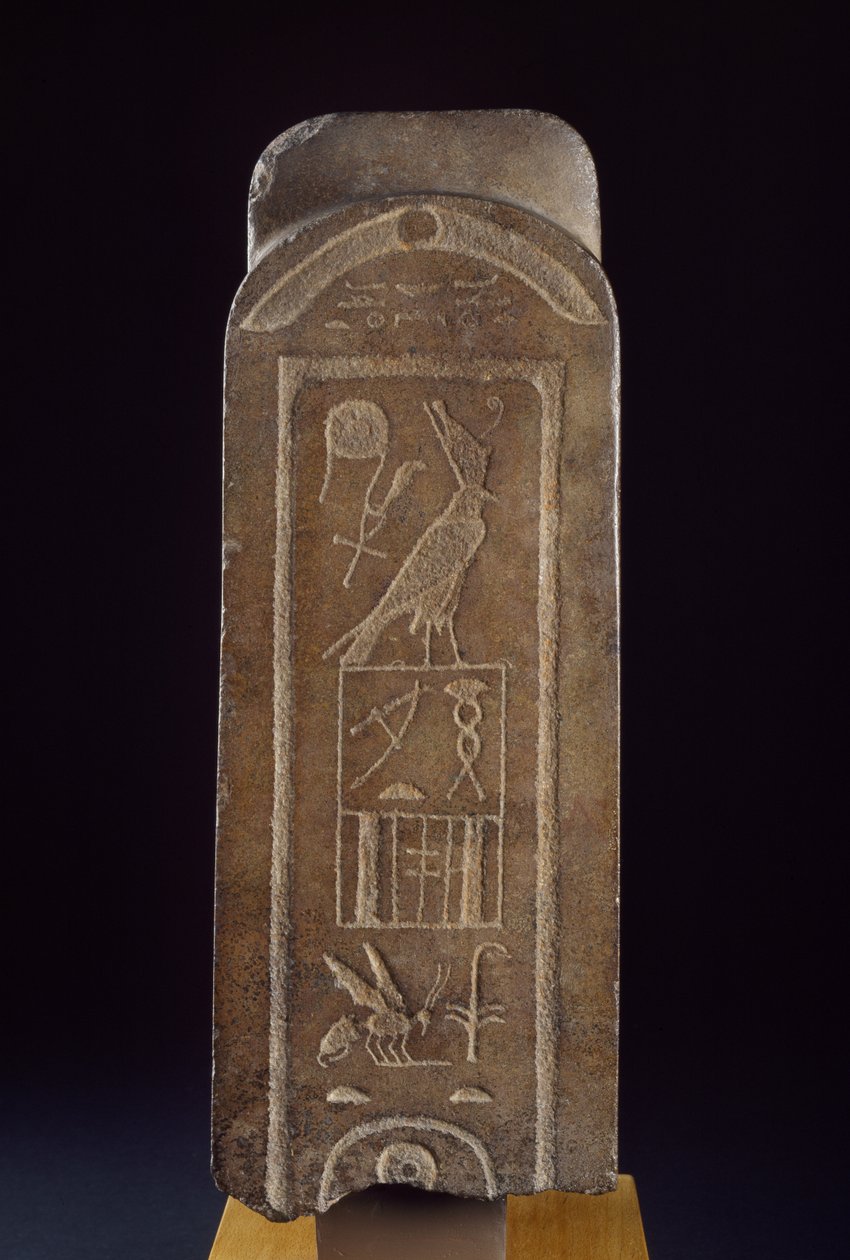 Kwartsiet hoofd van Amon, gegraveerd op de achterste pilaar met de Horus naam van Tanewatamani door Egyptian 25th Dynasty