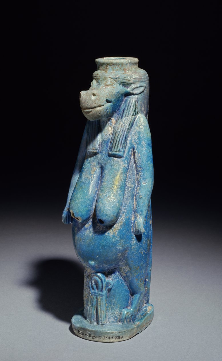 Taueret, de nijlpaardgodin, waarschijnlijk Late Periode, ca. 664-332 v.Chr. (faience geglazuurd aardewerk) door Egyptian