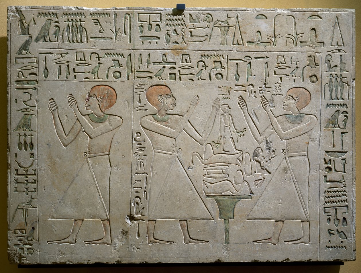 Mery, Hetepuy en Khety, gezamenlijke kanseliers tijdens het bewind van Senwosret (Sesostris) I, geschilderde kalkstenen stèle, Egyptische beschaving, Middenrijk, Dynastie XII door Egyptian 12th Dynasty