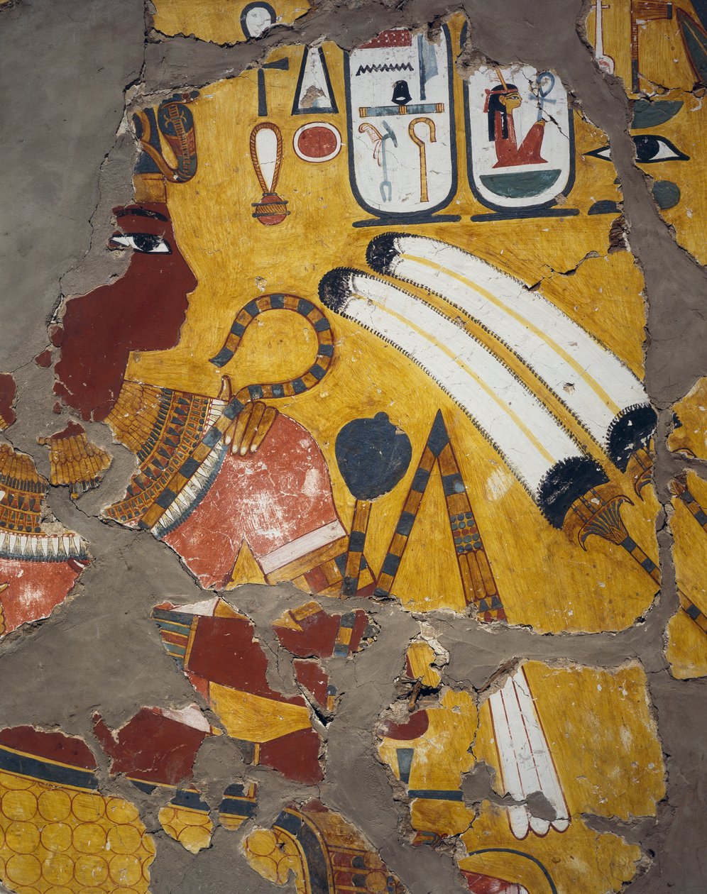 Amenhotep III met waaier, scepter en gesel, schilderij uit het Graf van Amenhotep III in Thebe, Egyptische beschaving, Nieuwe Rijk, 18e Dynastie door Egyptian 18th Dynasty