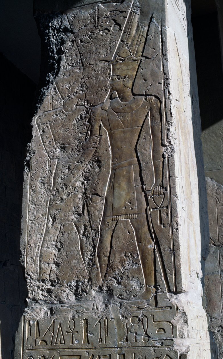 Bas-reliëf, dodentempel van koningin Hatshepsut, Djeser-Djeseru (Heilige der Heiligen), Deir el-Bahri, Luxor, Thebe (UNESCO Werelderfgoed) door Egyptian 18th Dynasty