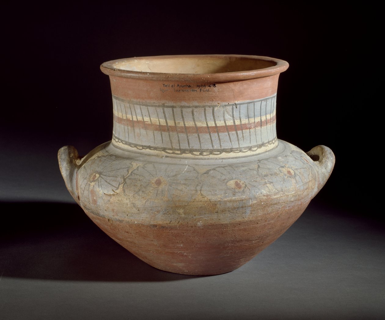 Versierde pot met handvatten, Amarna, 14e eeuw v.Chr. door Egyptian 18th Dynasty